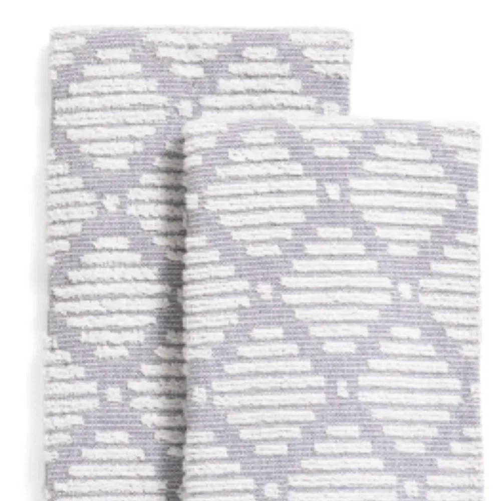 CUISINART Bearing Sea Gray White Bleach Friendly Cotton Tea Kitchen Towels 2 pk